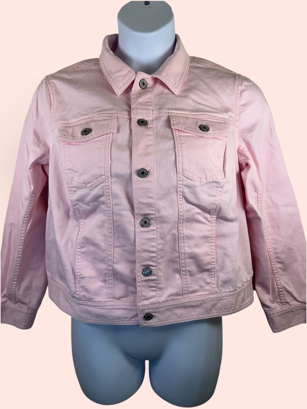 Talbots Women’s Size 1XP Petite Pink Classic Stretch Denim Jean Jacket